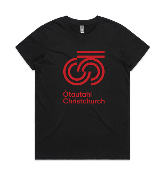 Black with red print tee 