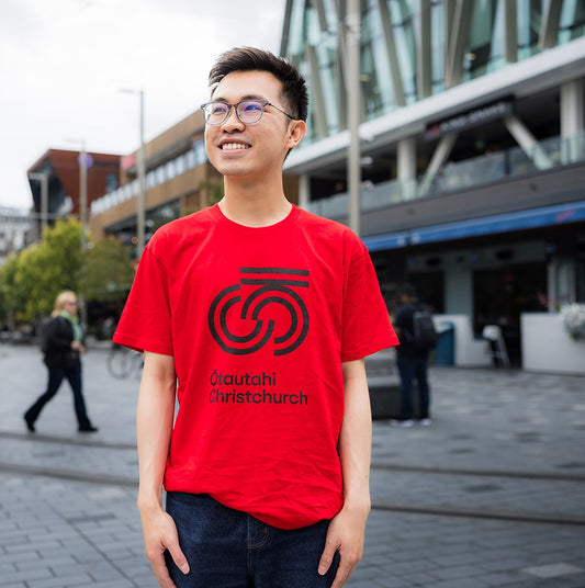Men's Tee - Red with Black print
